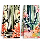 HSIASHENG ArtisaEura Boho Vintage Mexican Cactus Botanical Kitchen Towels, Colourful Southwestern...