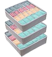 GOGOODA Sock and Underwear Organizer, 64 Cell Dresser Drawer Organizers for Socks, Undies, Ties, ...
