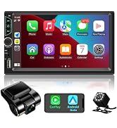 Double Din Car Stereo with Dash Cam,Compatible with Apple Carplay,Android Auto,7 inch Touch Scree...