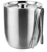 Tiken 3L Double-Wall Vacuum Insulated Ice Bucket with Lid & Tong Stainless Steel Champagne Bucket...