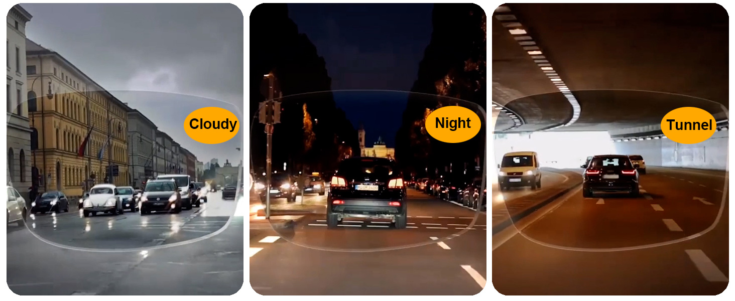 Cloudy day, night, tunnel, usage effect
