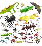 27pcs Bug Toy Figures Playset for Kids Boys, Pinowu 2-6” Fake Bug Insects - Fake Spiders, Cockroa...