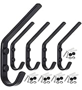 WEBI Coat Hook Wall Mounted - Heavy Duty Metal Dual Wall Hook Rack – Double Prong Robe Hooks for ...