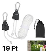 Retractable Travel Clothesline, Portable Clothes Line with Heavy Duty Pulleys & Carabiners, Windp...