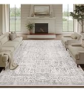 PureCozy Gray Area Rug 8x10 Machine Washable Large Vintage Living Room Distressed Non Slip Carpet...