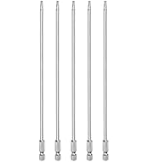 HARFINGTON 5pcs T15 Security Torx Bit 1/4" Hex Shank 8" Long S2 Steel Magnetic Tamper Resistant S...