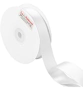 LaRibbons 1 Inch Wide Double Face Satin Ribbon - 25 Yard (029-White)