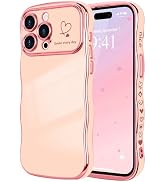 LCHULLE for iPhone 14 Pro Max Case for Women Girls, Cute Wave Frame Curly Shape with Love Heart P...