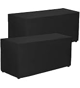 PLOYMONO 2 Pack Fitted Black Tablecloths - 72 x 30 Inch - Rectangle Table Cloths for 6 Foot Table...