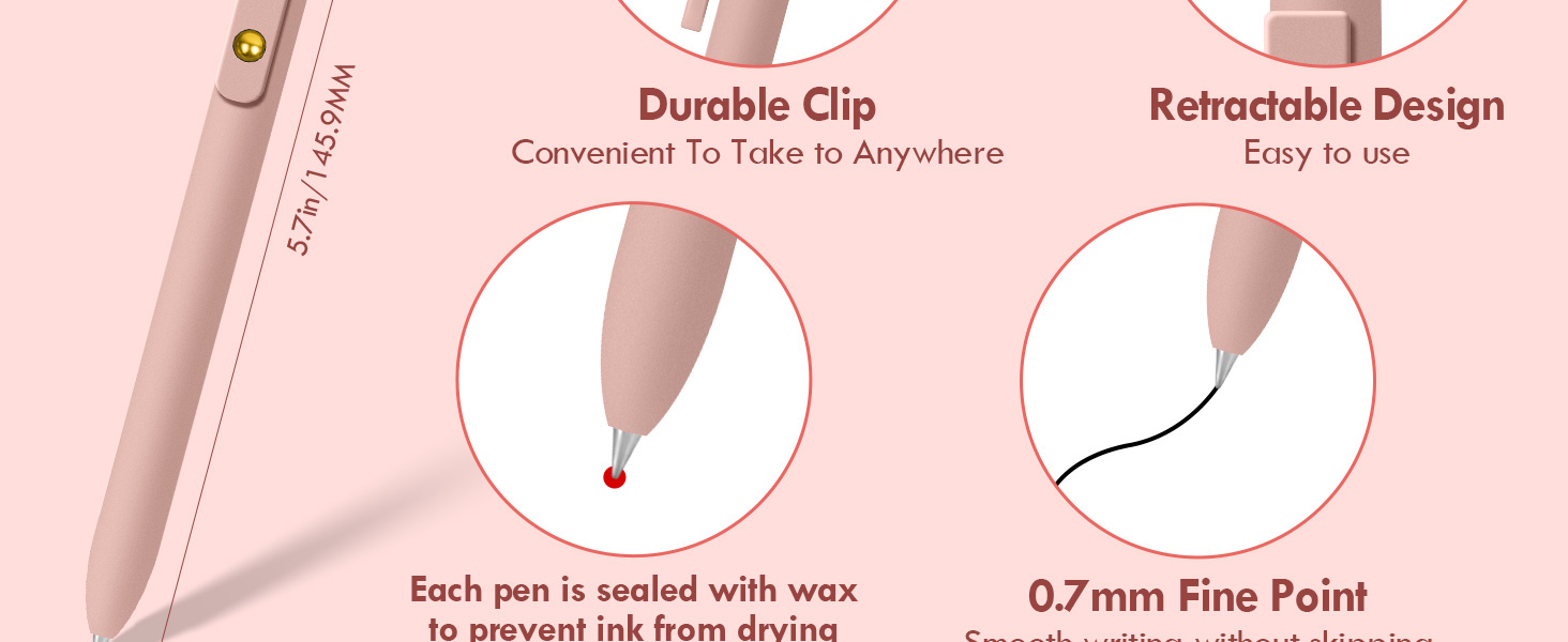 FIOVER 6pcs Gel Pens with sleek, stylish barrels give the pen a modern feeling