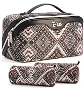 BOYATU Travel Makeup Bag Organizer: Boho Large Capacity Cosmetic Bag Sets | 3Pcs Waterproof Leath...