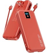 Portable Charger, 12000mAh 22.5W Fast Charging Power Bank with Built-in Cables & Wall Plug, Trave...