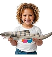 Realistic Giant Zebra Shark Toy(15-16 Inch) with Booklet, Soft Plastic Shark Figurines, Party Dec...