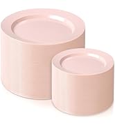FLOWERCAT 200PCS Pink Plastic Plates Disposable Plates for Party - Heavy Duty Plastic Plates - 10...