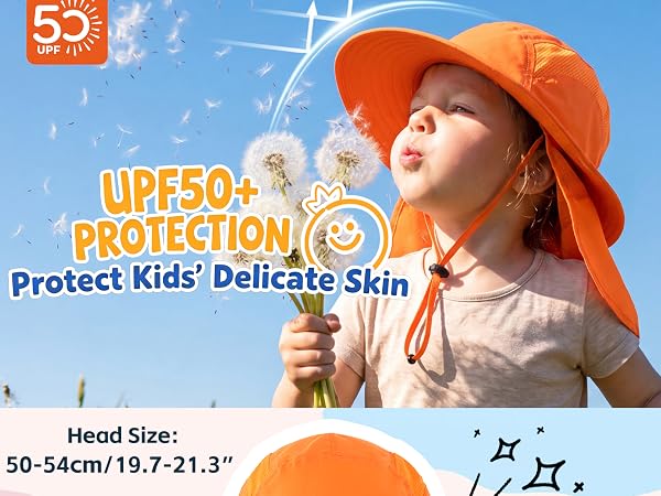UPF50+ kids sun protection hat
