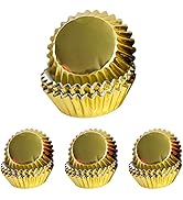 Gold Foil Cupcake Liners For Baking 300 Count Baking Cups Thick & Sturdy, Oil Resistance,Muffin L...