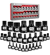 28-Piece Low Profile Impact Socket Set, 1/4", 3/8" & 1/2" Drive Metric socket set, Hex 6-19mm, To...