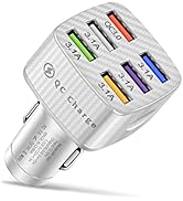 Fast Charging 6 Ports Car Phone Charger Adapter,QC3.0/3.1A Type Smart Shunt Cigarette Lighter USB...