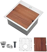 18x18 Inches Drop In Bar Sink, 18 Inch Stainless Steel Topmount Kitchen Sink, Deep Single Bowl Wo...