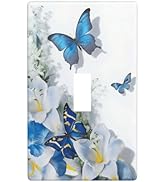 HLCoChT Decorative Art Light Switch Covers Elegant Blue Butterfly Flower Switch Plate Cove Single...