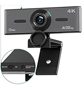 Gsou 4K Webcam with Dual/Noise-Canceling Mics, AI Tracking Auto-Framing Web Cam 4K,120°Wide Angle...