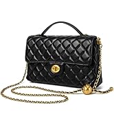 DORIS&JACKY Quilted Top Handle Tote Purse for Women, Designer Lambskin Crossbody Bag with Twist L...