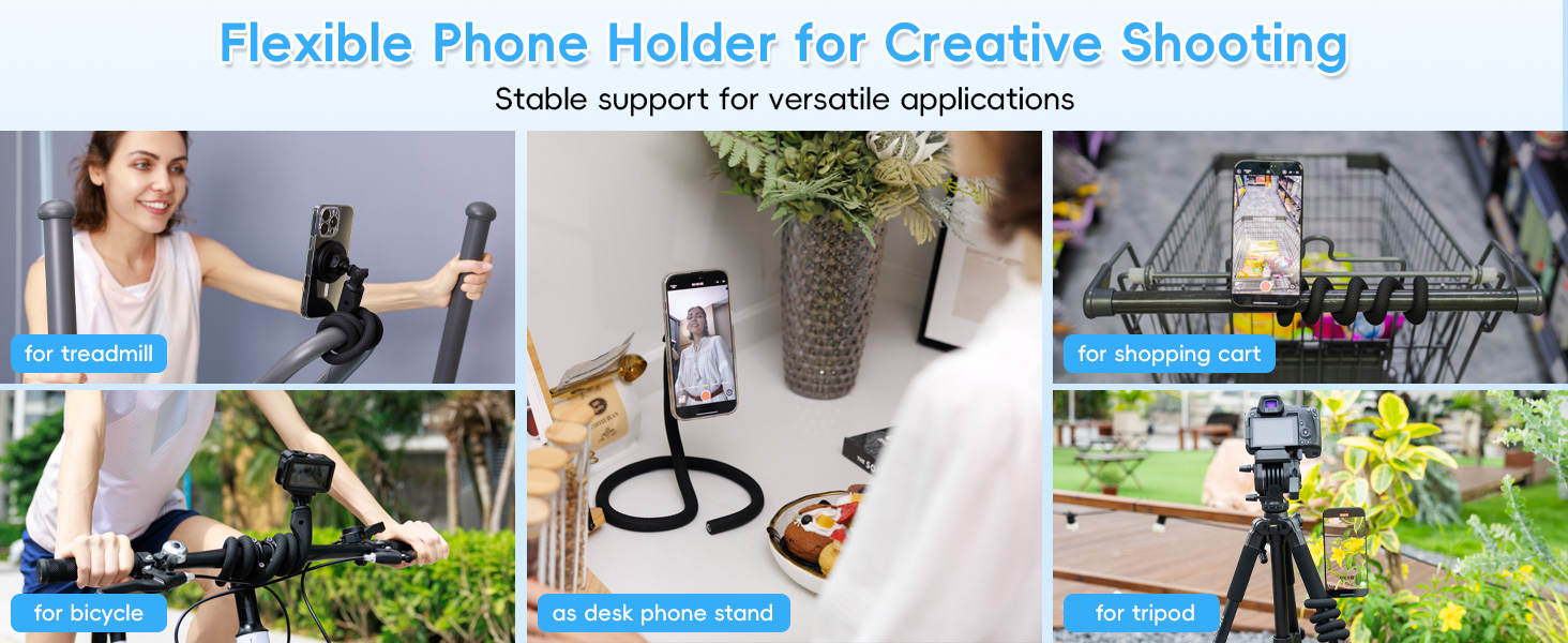 Magnetic Flexible Phone Mount Holder for iPhone 16 15 14 Pro Max & Action Camera
