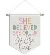 foedor Inspirational Gifts Canvas Hanging Pennant Flag Banner,She Believed She Could So She Did,P...
