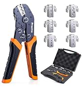 7.5" Quick-Change Ratcheting Crimping Tool Kit with 6 Interchangeable Dies, Professional Wire Cri...
