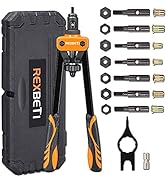 REXBETI 14" Rivet Nut Tool, Professional Rivet Setter Kit with 7 Metric & Sae Mandrels and 60pcs ...