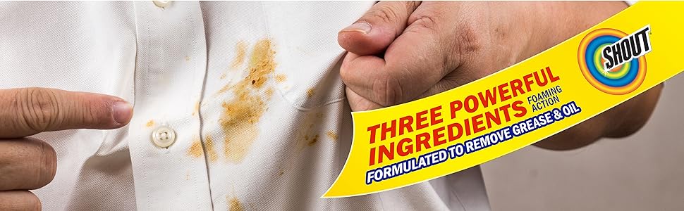 Shout Advanced, Grease Busting Foam, Three Powerful Ingredients, Foaming Action