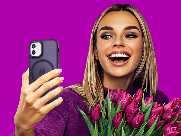 a Purple matte case, elegant, stylish, attractive
