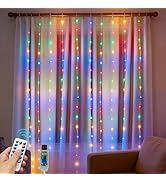 HOLITS Fairy Curtain Lights Upgraded Tangle-Free Multicolor USB Plug in 8 Modes String Hanging Li...
