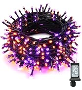 ODEETRONIC Orange & Purple Halloween Lights, 98.42ft 300 LED Orange Lights, Connectable 8 Modes M...