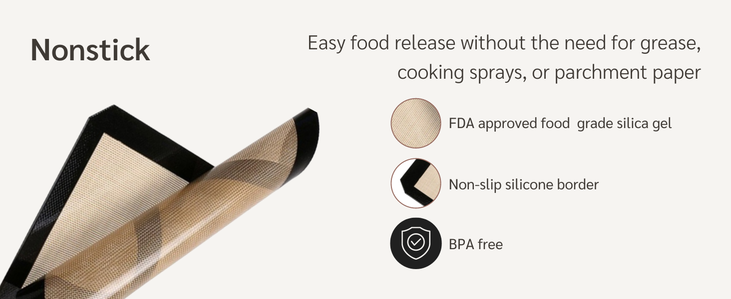 HAPPIELS non-toxic nonstick silicone baking mats