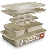 Bakken Swiss - Bakeware Set – 6 Piece – Stackable, Deluxe, Non-Stick Baking Pans for Professional...