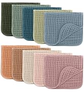 Comfy Cubs Muslin Burp Cloths 20" x 10", Pack of 10 - Large, 6-Layer, Ultra Absorbent 100% Cotton...