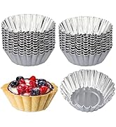 ISKYBOB 20 Pack Egg Tart Pans, 2.6 x 0.8in Small Metal Cupcake Pans Pie Cookie Muffin Tins Reusab...