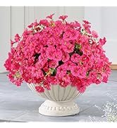 AmberFun 12PCS Artificial Flowers for Outdoor Decorations, Realistic Faux Silk Petunia Flowers fo...