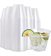 FOCUSLINE 200 Pack 9 oz Clear Plastic Cups, Disposable Cups Reusable Plastic Cups Tumblers, Heavy...