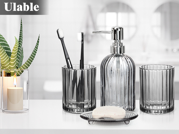 4PCS Decent Glass Bathroom Accessories Set