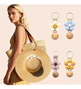 ZJO 4 Pcs Flower Hat Clip for Travel on Bag Wide Brim Hat Holder for Luggage Backpack Cute Wooden...