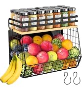 Magnetic Shelf for Fridge with Wood Lid, Fruit Potato & Onion Storage Bins, Magnetic Spice Rack f...
