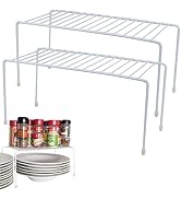 Evelots Wire Rack Cabinet Shelf Organizer Set of 2 White Kitchen Organization, Bathroom Cabinet O...
