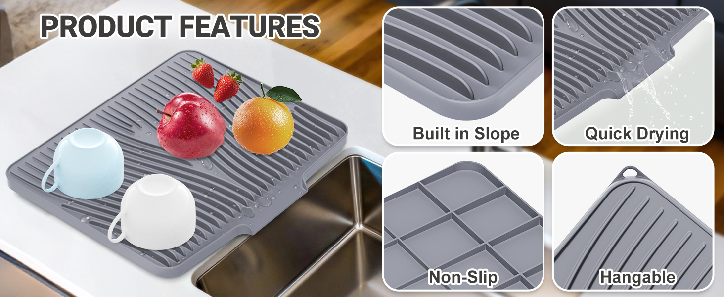 silicone drying mat for kitchen counter