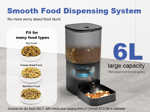 automatic cat feeder with smooth food dispensing system