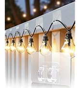 AGPTEK 100Pcs Hooks for Outdoor String Lights Clips, Heavy Duty Light Hook with Adhesive Strips -...