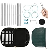 Yarniss Stainless Steel Circular Knitting Needle with Case,11 Size Interchangeable Knitting Needl...