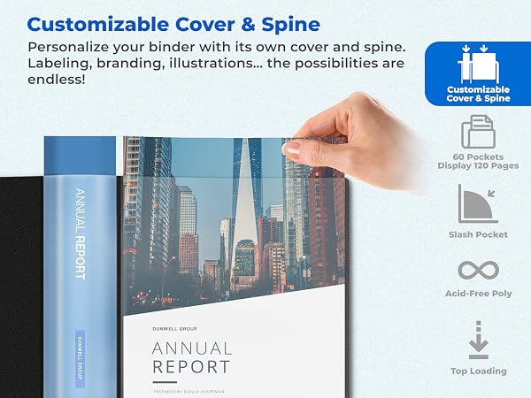 Dunwell Presentation Book 8.5x11 60-Pocket - Customizable Cover & Spine