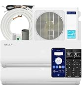 DELLA 20K BTU ODU 2 Dual Zone 9000 9000 BTU Wifi Mini Split AC Work with Alexa, Energy Efficient,...